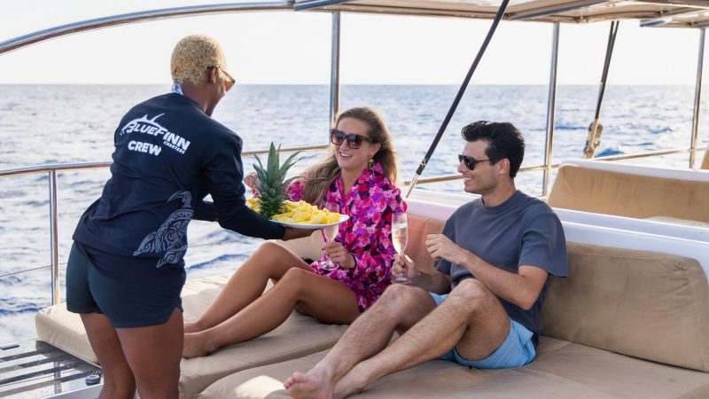 Sunset Sailing Cruise - Grote catamaran 7 curacao bluefinn sunset cruise snacks 800x450 1