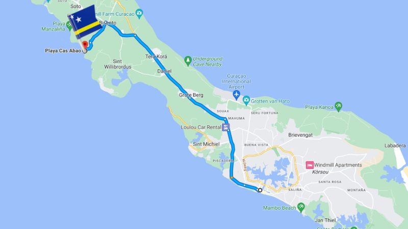 Stranden: Cas Abou 4 Cas Abou - route vanaf Willemstad