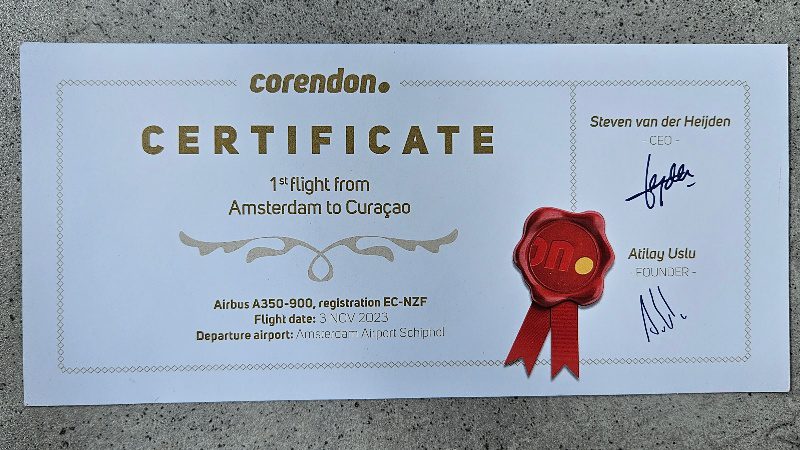 Vliegen met Corendon 7 corendon 1e vlucht naar Curacao 20231103 800x450 1